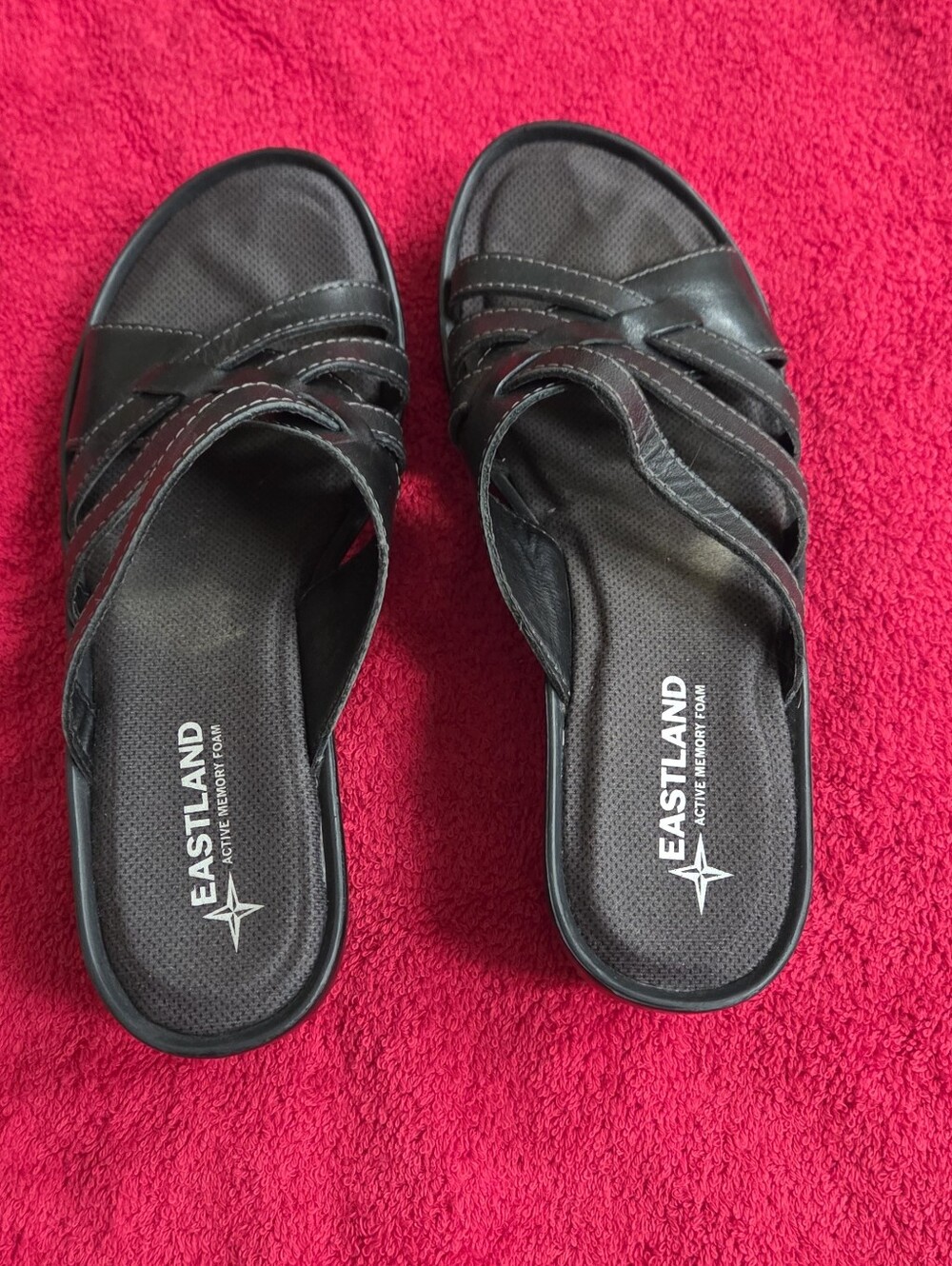 Eastland Poppy Women's Black Slide Wedge Sandals 8M